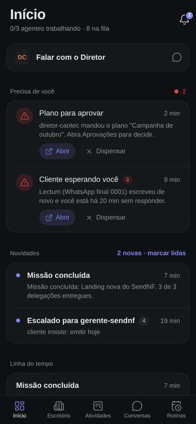 Tela inicial do app (demonstração)