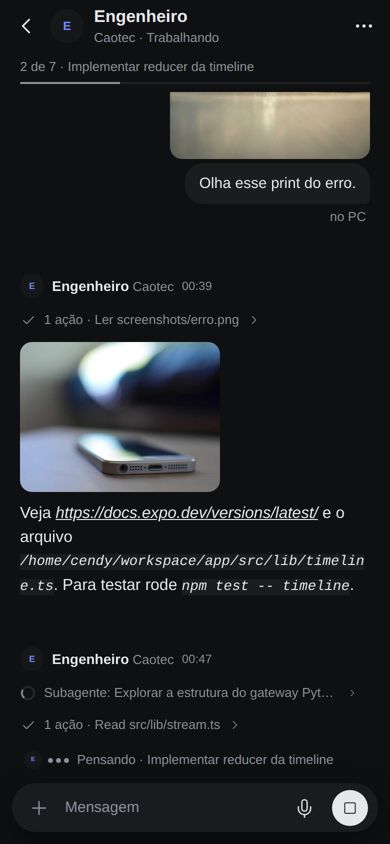 Conversa com um agente (demonstração)